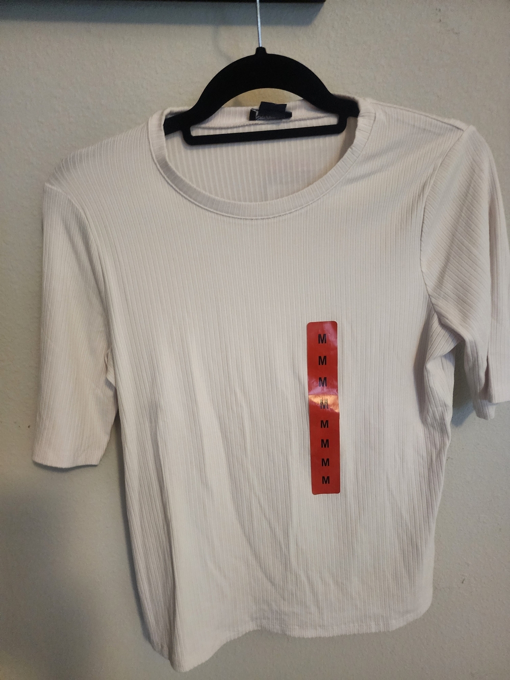 Splendid Cream Ribbed Short Sleeve Tee